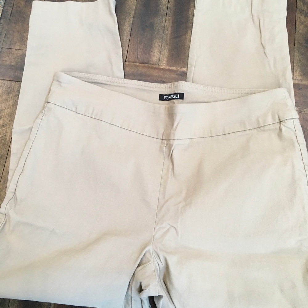 Roz & ALI Beige Pants Pull Up Size 14 light Brown Stretch Pants